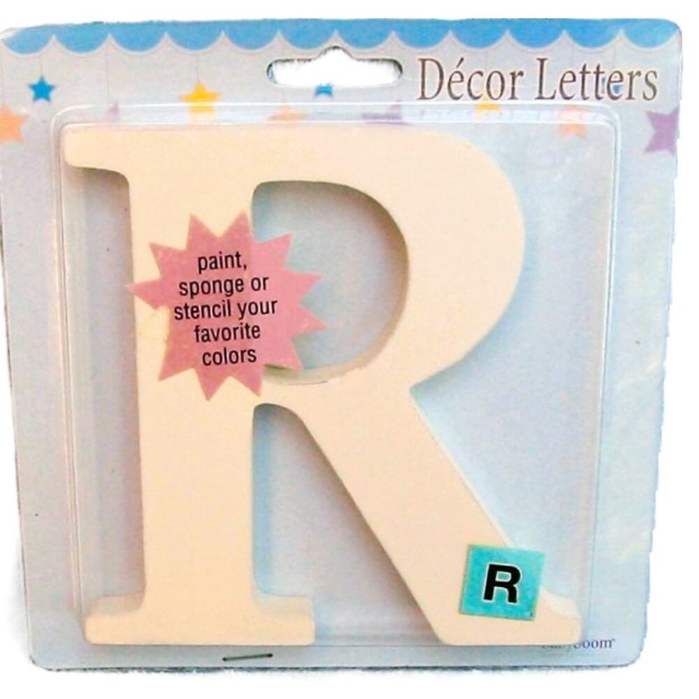 Baby Boom White Décor Wood Letter R for Crafts Nursery Bedroom Paint Stencil